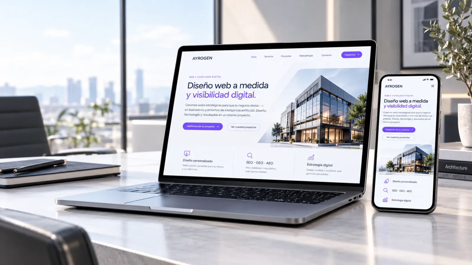 Web de AYROGEN en portátil y móvil